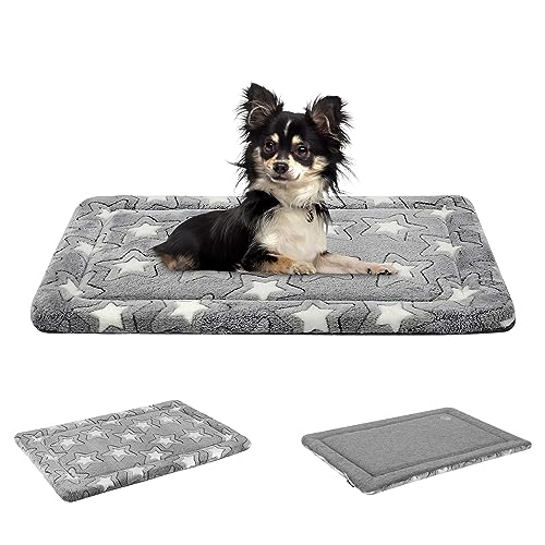 EMPSIGN Dog Crate Pad - Reversible Kennel Mat (Cool & Warm), Machine Washable, Cozy Star Pattern Sleeping Pad for Small Medium Large Dogs, All-Season Pet Bed, Suitable for 24"x18" Dog Crate, Grey - color: Grey with Star Pattern, size: S (24"x16.1"x1.1"）