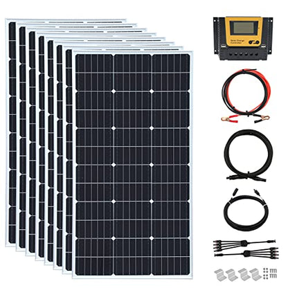 800 Watt 24Volt Solar Panel Kit 8X100W Monocrystalline Module 50A Charge Controller for RV, Boats, Trailer, Camper,Off-Grid System (800W Solar Kit) - style: 800W solar kit