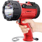 YIERBLUE Rechargeable Spotlight Flashlight with 2000,000 High Lumen LED, IP67 Waterproof Long Running Spot Light searchlight, Impact Resistant Handheld Spotlight with Foldable Stand and Red Lens - color: Red-Pro