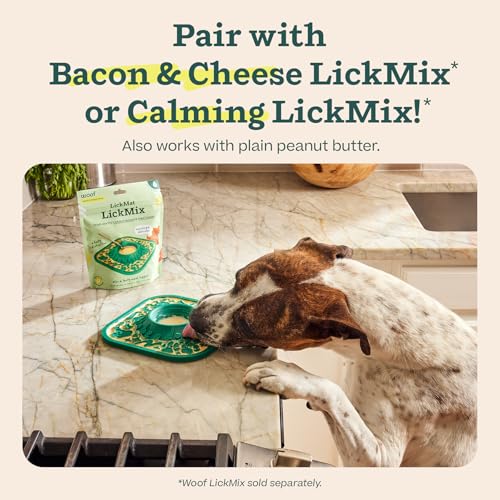 WOOF LickMat - Easy-to-Clean Lick Mat for Dogs - Slow Feeder Mat with Non-Slip Design - BPA-Free Silicone Lick Mat - Interactive Dog Toys - Green - color: Forest Green