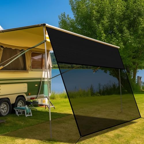 9' x 14'3'' RV Awning Shade Screen with Zipper, 600D Oxford Top + Mesh Bottom, Sun Shade Screen for Awning, Complete Kit for Trailer Camper - size: 9’ x 14’3”