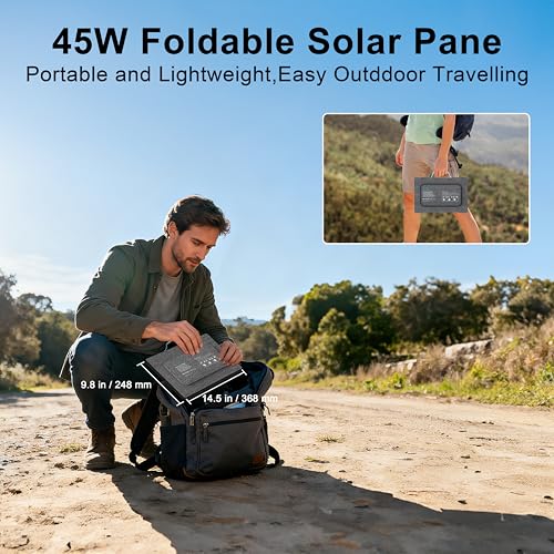 45W Portable Solar Panels Chargers with USB-C, USB-A and DC Outputs Foldable IP67 Waterproof Solar Panel for Camping,Power Emergency for Small Power Station,Phones, Power Banks - style: EP-45W