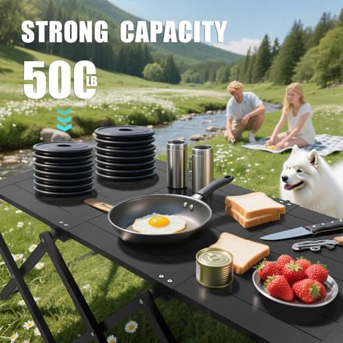 Camping Table and Chairs Set, 2-in-1 Aluminum Folding Table with 3-Tier Storage Rack, Heavy Duty Portable Camp Kitchen for Outdoor, Camping, Hiking, Beach - size: Aluminum Table