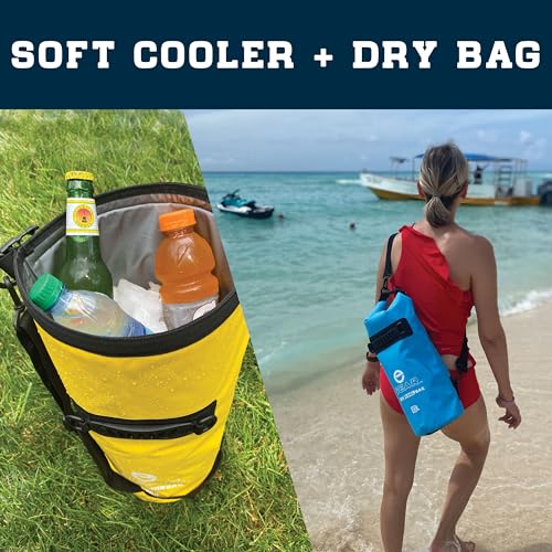 Enthusiast Gear Insulated Dry Bag Floating Cooler – 10L / 15L / 25L Roll Top, Leak Proof, Waterproof, Collapsible, with Padded Shoulder Strap - Perfect for Kayaking Fishing Beach - color: Black, size: 15 Liter