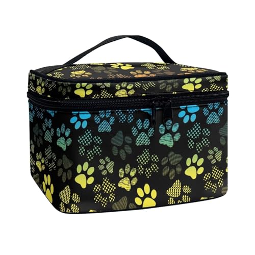 Flashideas Dog Paw Prints Makeup Bag Cosmetic Organizer Storage Case Can Hold Makeup Brushes Skincare for Cosmetics Vertical Storage with Makeup Brushes Compartments - color: Dog Paw Prints 1