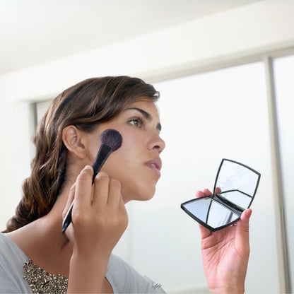 Vanity Mirror - Elegant Foldable Compact Cosmetic Mirror for Travel (Black)