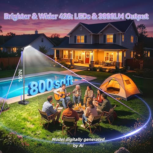 102" Solar Outdoor Street Lights with Speaker, Pole & Remote, Portable IP65 Waterproof LED Solar Flood Motion Post Light, Dusk to Dawn Solar Floor Lamp for House, Yard, Garden, Patio, Garage, Driveway - size: 102'' Height with audio speaker