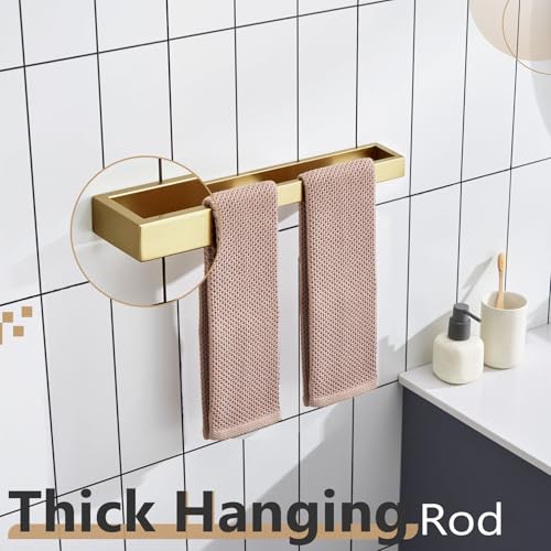 KOKOSIRI Towel Bar Brushed Gold Bath Towel Holder 16 Inch Kitchen Towel Hanger Rack Stainless Steel Bathroom Hardware Wall Mounted, 1 Pack B4008BG-L16 - color: Brushed Gold, size: 16-Inch