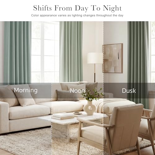 Pony DANCESage Green Blackout Curtains for Girls Bedroom Living Room 90 Inches Long 2 Panels, Nursery Thermal Insulated Room Darkening Drapes Solid Back Tab Window Treatments, W 42 x L 90 inch - color: Sage Green, size: 42"W x 90"L (Pack of 2)