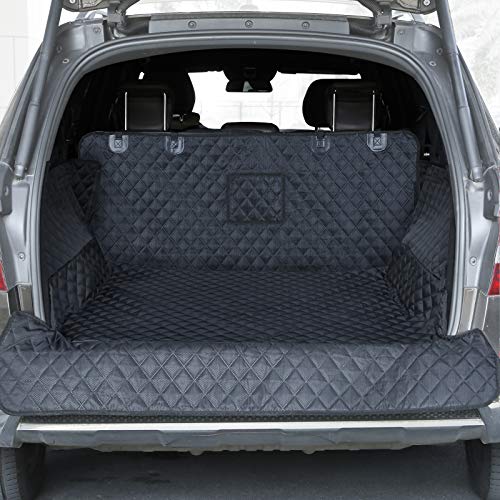 PETICON SUV Cargo Liner for Dogs, Waterproof Trunk Cover for SUVs with Bumper Flap Protector, Scratchproof Durable 600D Oxford Fabric, Non-Slip, Machine Washable - color: black