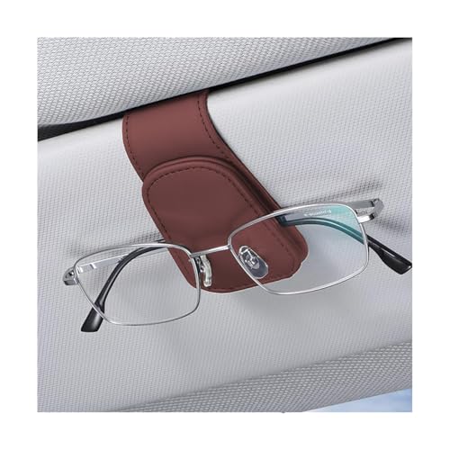 zipelo Sunglasses Holder for Car Sun Visor, Vehicle Magnetic Leather Eyeglass Hanger, Sun Glasses Mount Clip on Visors, Ticket Card Cash Organizer, Auto Interior Accessories (Wine Red, 1 PCS) - color: Wine Red, size: 1 PCS