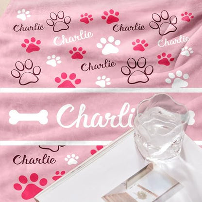 Personalized Dog Blanket, Customized Pet Blankets with Name Picture, Throw Blanket for Small Medium Large Dog Puppy Cat (E-Pink) - color: A-pink-1