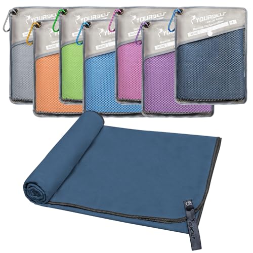 Quick Dry Towel, Camping Towels Super Absorbent, Fast Drying Microfiber Travel Towel, Quick Dry Ultra Soft Compact Gym Towel for Swimming Beach Hiking Yoga Travel Sports Backpack (M:40"x20") - color: Nblue, size: M:40"x20"