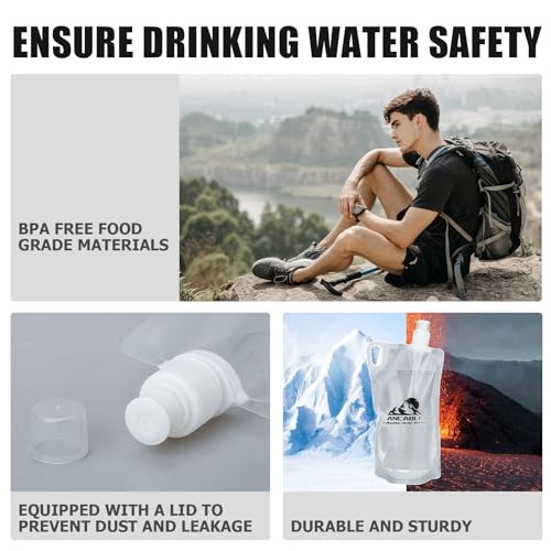 Ancable 33oz Collapsible Water Bottles, 9-Pack Reusable Travel Foldable Water Bottles for Hiking Camping Running Bike, BPA-Free Water Bottle - color: Clear x 9, size: 33 Ounces