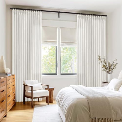 94 Inch Pinch Pleated Linen Curtains 2 Panels for Living Room Bedroom Country Farmhouse Burlap Flax Thick Linen Textured Semi Sheer Back Tab Pinch Pleat Hooks Rings 94 Inch Window Curtain Cream - color: Natural, size: 40"W x 94"L (Pack of 2)