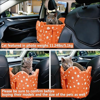 Center Console Dog Car Seat, Tomato Red | Safe Travel for Small Dogs Under 15 lbs, Detachable Washable Pet Carrier, Storage Pockets, Safety Leash - color: Tomato Red