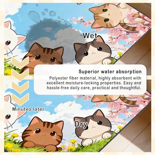 Nuxovilar Pet Food Mat Dog Supplies Adorable Kitty-Patterned Polyester (23.62×17.71 inches) Bowl Water Spill Pad Feeding Essentials for Yard, Living Room, Pet Dining Area - color: LU13714