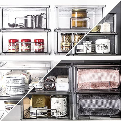 BINO | Stackable Storage Drawers, Large - Clear | THE CRATE COLLECTION | Storage Bins With Drawers | Bathroom Organizers | Under Sink Organizer | Vanity Cabinet Home Organization - size: Large