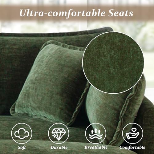 SoarFlash Chenille Single Seat Sofa, with Armests, Green - color: Green, size: 1 Single Seat