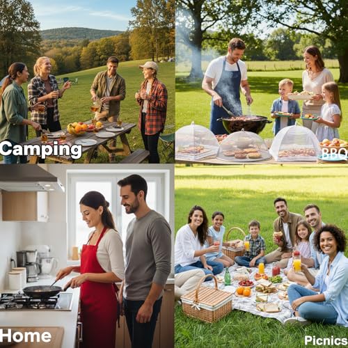 6 Pack Mesh Food Covers 17 Inch, White Pop-Up Food Tents, Collapsible Umbrella Screen Covers for Parties, BBQs, Picnics, Outdoor Camping Dining, Reusable Fly Cover - size: White
