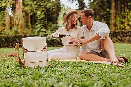 PICNIC TIME Corsica Wine and Cheese Picnic Basket, 2-Bottle Wine Tote Bag, Gift for Wine Lovers, (Beige Canvas) - size: 9.75 x 6.5 x 13.75, style: Corsica Wine & Cheese Picnic Basket, 2-Bottle Wine Carrier