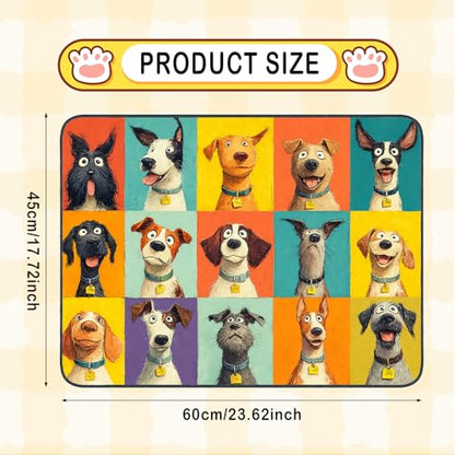Nuxovilar Pet Food Mat Dog Supplies Vibrant Canine-Portrait Polyester (23.62×17.71 inches) Bowl Water Spill Pad Feeding Essentials for Dining Area, Pet Space, Kitchen - color: LU13720