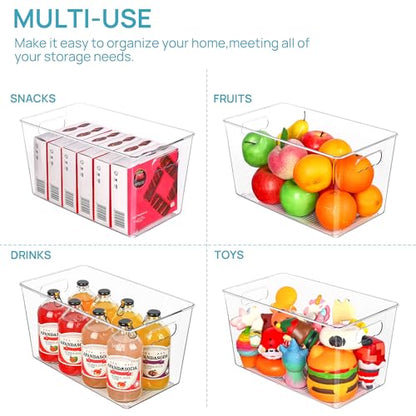 Vtopmart 6 Pack Clear Plastic Storage Bins, Pantry Organizer Containers with Handle for Refrigerator, Fridge, Cabinet, Kitchen, Countertops, Cupboard, Home Organization and Storage, XL - size: 6 XL