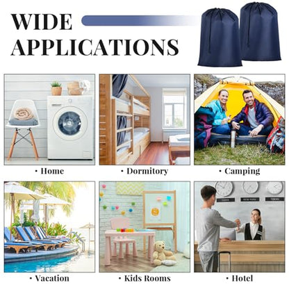Woanger 12 Pack 28 x 45 Inch Extra Large Laundry Bags Bulk Washable Travel Laundry Bag with Drawstring Closure Large Dirty Clothes Organizer for College Dorm Home Hotel Camping(Navy Blue) - color: Navy Blue