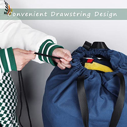 Cotton Canvas Laundry Bag with Handles & Drawstring Straps, Heavy Duty Extra Large Laundry Bags for Laundromat and Household, 25.5x34 Inch, Navy Blue - color: Navy Blue