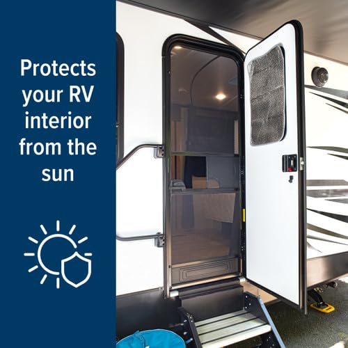 Camco 45167 SunShield Reflective Door Window Cover | Helps Protect Your RV from Harmful UV Rays and Regulates RV Temperature | 16" (L) x 25" (W) - size: 25.25 Inch x 16.25 Inch
