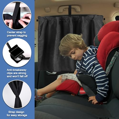 XCBYT Car Window Shades - 2 Pack Side Window Sun Shade Privacy Curtains Upgrade Anti-Fallout Hook 99% Light Block Keeps Cooler Car Blackout Covers for Baby Sleeping Camping Travel Nap - color: Side (2-Pack, Rope-Tie)