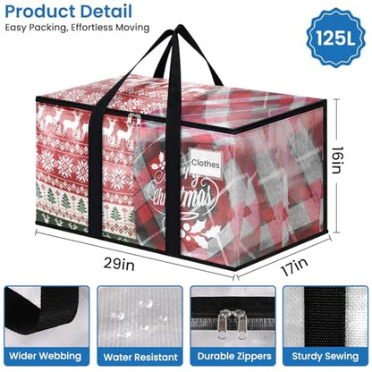 RoomHacks Clear Heavy Duty Extra Large Moving Bags, Reinforced Handle and Double Zipper Storage Bags, Packing Bags Alternative (8 Packs) - size: 125L- 8Packs