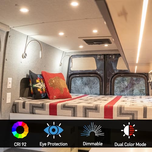 acegoo RV LED Reading Light 12V Flexible Neck Wall Lamp for RV Boat Camper Van Bedside or Seat Reading, Inbuilt USB Charger & Red Night Light DC12-24V Hard-Wired