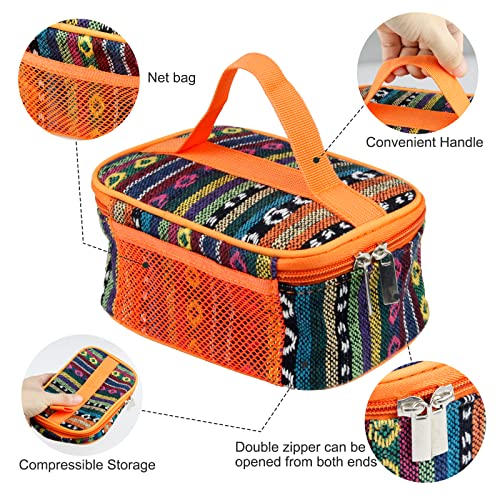 Camping Spice Kit, Salt and Pepper Shakers with Travel Bag, 6 Pc | Stainless Steel Containers with Pour Lids and Labels Organize Sugar, Herbs and Seasonings for Hiking, BBQ, RVing and Picnics - color: Orange