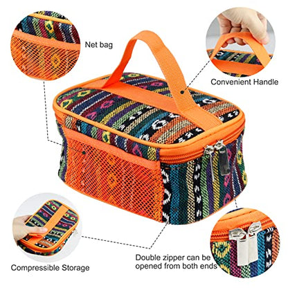 Camping Spice Kit, Salt and Pepper Shakers with Travel Bag, 6 Pc | Stainless Steel Containers with Pour Lids and Labels Organize Sugar, Herbs and Seasonings for Hiking, BBQ, RVing and Picnics - color: Orange