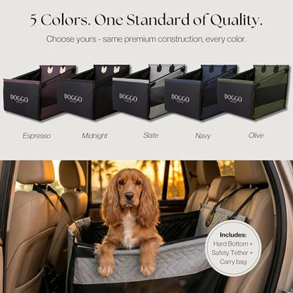 Dog Car Seat Cover with Hard Bottom – Back Seat Extender for Dogs Up to 35 lbs, Waterproof Non-Slip Hammock, Rigid Reinforced Base with Triple Security System, Storage Pockets, fits Cars SUVs Trucks - color: Gray