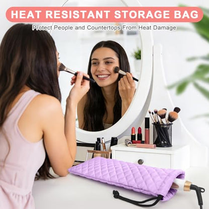 Professional Hot Hair Tools Organizer Cover Bag Heat Resistant Travel Drawstring Storage Case Pouch for Curling Iron, Flat Iron, Hair Straightener and Styling Tool(14.2" x 5.9") - color: Purple