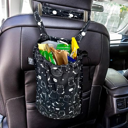 Cute Hanging Car Trash Garbage Bag 100% Leakproof Waterproof Multipurpose for Car Back Front Seat Console with Hanging Strap (Cute Cats) - color: Cute Cats