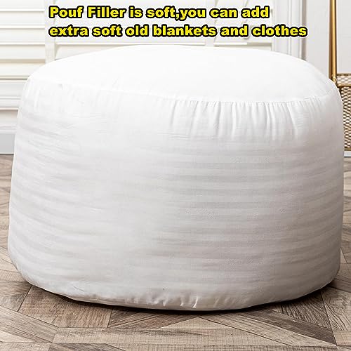 Asuprui Pouf Filler PP Cotton Footstool Pouf Stuffing Pouf Insert Ottoman Filler Bean Bag Filler 20x20x12 Inches Round - color: White