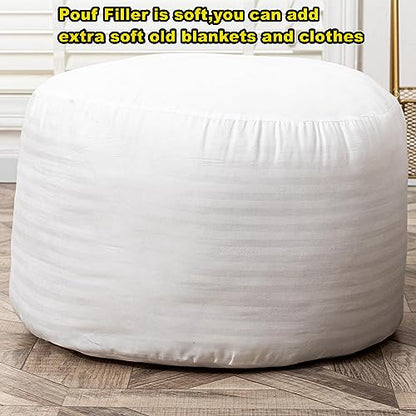 Asuprui Pouf Filler PP Cotton Footstool Pouf Stuffing Pouf Insert Ottoman Filler Bean Bag Filler 20x20x12 Inches Round - color: White