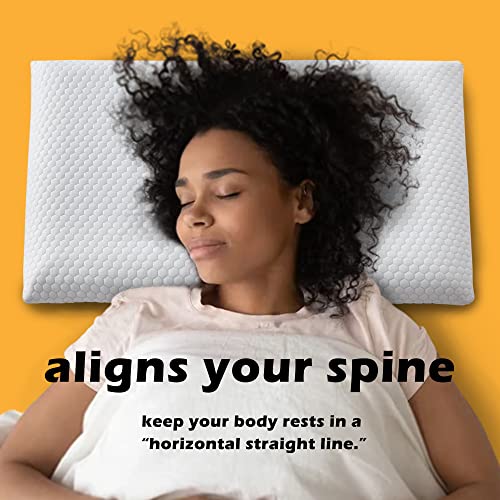 Ultra Thin Memory Foam Pillow, Thin Pillow for Sleeping, Cooling Low Profile Pillow for Stomach and Back Sleeper with Neck Pain (3-inches Height, White)