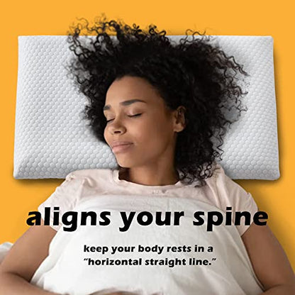 Ultra Thin Memory Foam Pillow, Thin Pillow for Sleeping, Cooling Low Profile Pillow for Stomach and Back Sleeper with Neck Pain (3-inches Height, White)