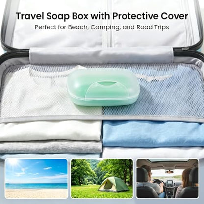 Soap Holder Container, Portable Bar Soap Saver Scrubber Case for Bathroom and Kitchen (Transparent) - color: Transparent