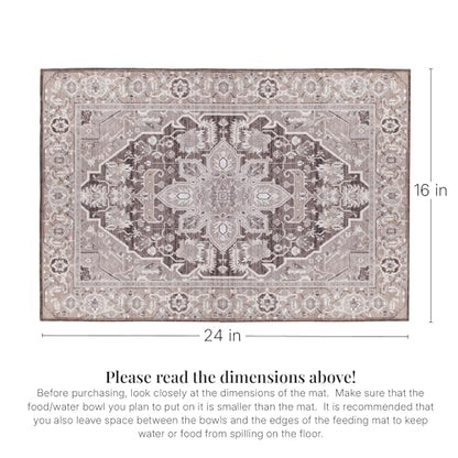 Lovewag Pets Waterproof 2-Pack Pet Feeding Mats - 16" x 24" Premium Cat & Dog Food Mat - Non-Slip, Machine Washable Food Mat Protects Floors & Contains Water Bowl Spills-Pet Place Mats (Caramel Crème) - color: Caramel Crème