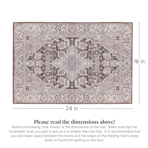 Lovewag Pets Waterproof 2-Pack Pet Feeding Mats - 16" x 24" Premium Cat & Dog Food Mat - Non-Slip, Machine Washable Food Mat Protects Floors & Contains Water Bowl Spills-Pet Place Mats (Caramel Crème) - color: Caramel Crème