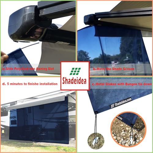 Shadeidea RV Awning Sun Shade Screen - 9' X 15' 5'' (Fit for 16' Awning)- Black Mesh Sunshade Motorhome Camping Trailer Awning Screenshade UV Sunblocker Canopy Sunscreen - 3 Year Warranty - size: 9' 0'' x 15' 5'' -Actual Measurement