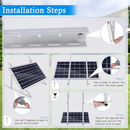 2 Sets 45 inch Adjustable Solar Panel Brackets, Foldable Tilt Mount Brackets, Suitable for 2-4pcs 100 200 300 400 Watt Solar Panel for Roof, Boat, RV, and Off-Grid