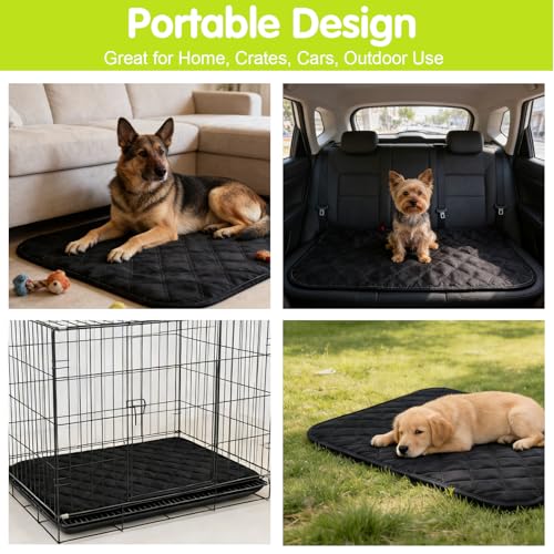 Chew Proof Dog Crate Pad, Indestructible Dog Bed with Military-Grade Tear Resistant Fabric, Waterproof Reversible Kennel Mat, Portable Pet Bed for Travel & Car Seat, Machine Washable(23x17 in)