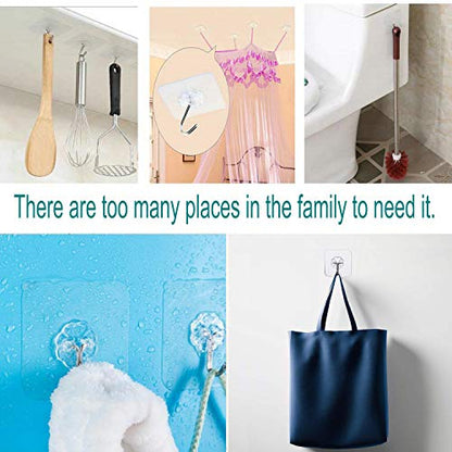 Jwxstore 12 Pack Adhesive Wall Hooks 33LB Heavy Duty No Drill Transparent Waterproof Hooks for Bathroom Kitchen Towel Coat Office Home Outdoor - size: 12 Pack