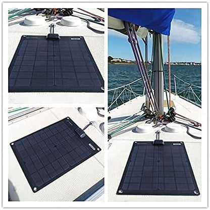 Lensunsolar 30W 12V ETFE Black Flexible Solar Panel, 23.6x13.8in, ETFE Black Thin, Slim Semi-Flexible PERC Mono High Efficiency Solar Cells 12 Volt for Battery Charge Marine RV Campers Boats Tent - size: 30W/23.6in x 13.8in
